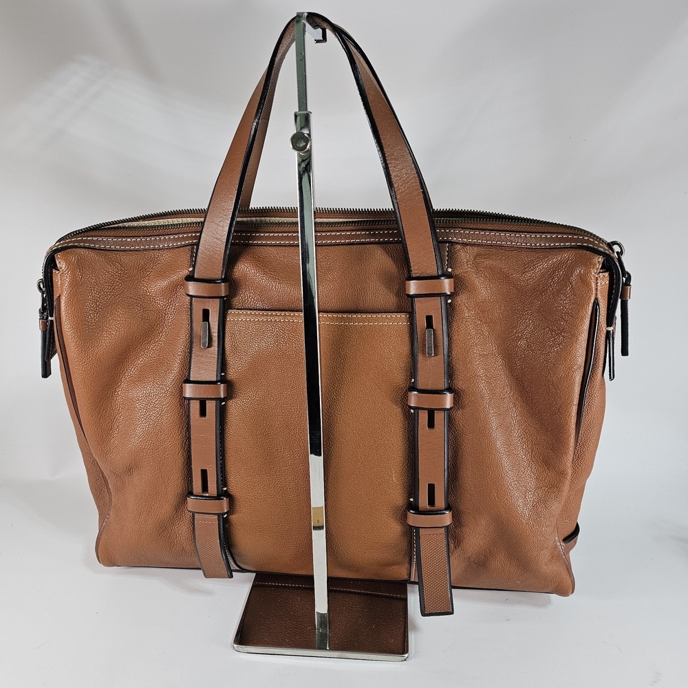 TUMI Business Bag 68917TN MISSION HARRISON Tan Leather Laptop Case Career Brown - Picture 5 of 16
